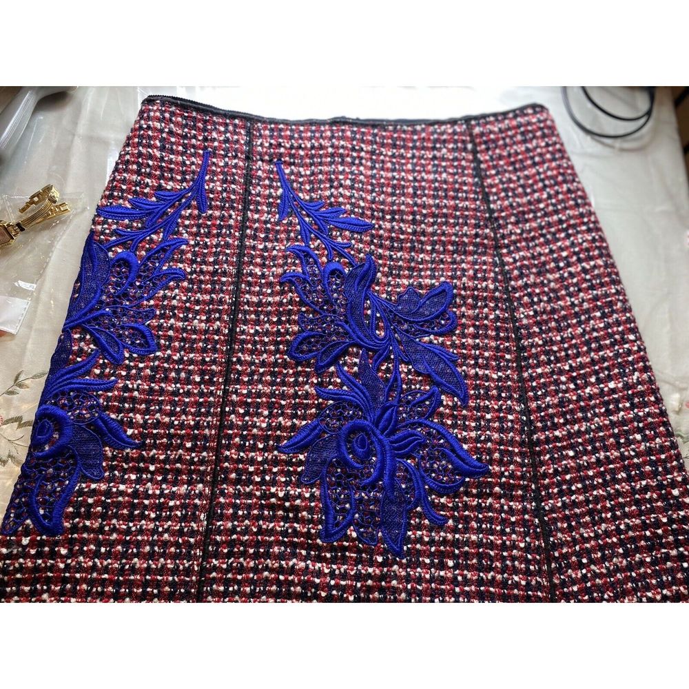 Marc Jacobs Runway Wool Floral Applique A-Line Wool Skirt 2 Red - Picture 12 of 16